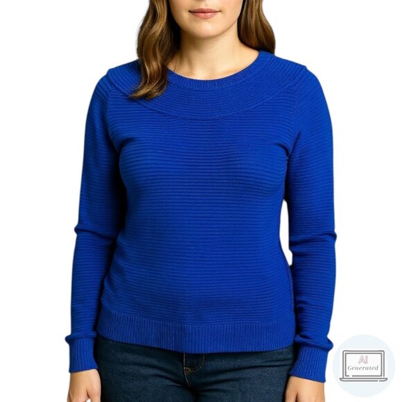 Talbots Womens Pullover Sweater Cable Knit Blue Button Detail Size M - Picture 1 of 12